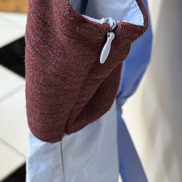 Zara Trafaluc One-piece Layered Light Blue and Brown Blouse - Picture 8 of 12